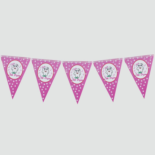My First Tooth Design Triangle Pennant- 10 Pieces