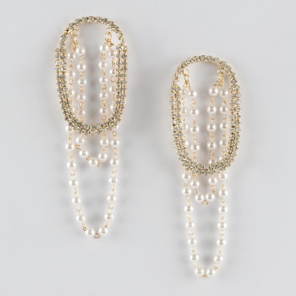 Women's Gemmed Pearl Earrings
