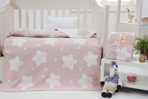 Baby's Star Pattern Light Powder Rose Cotton Blanket