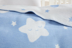 Baby's Star Pattern Light Blue Cotton Blanket