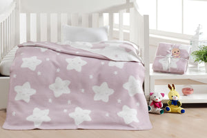 Baby's Star Pattern Light Damson Cotton Blanket