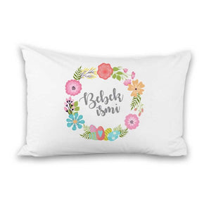 Baby Girl's Personalized Floral Print White Pillow
