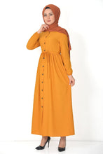 Load image into Gallery viewer, Women&#39;s Mustard Modest Long Dress