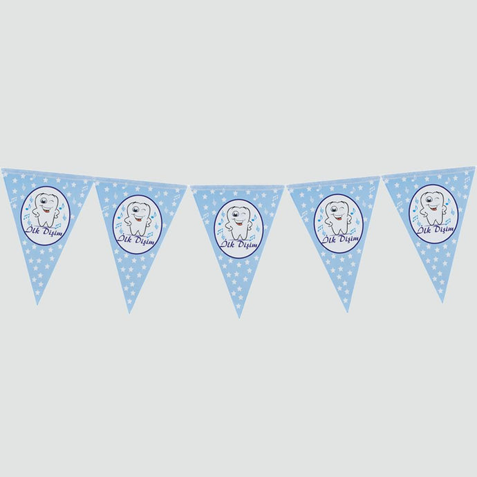 My First Tooth Design Triangle Pennant- 10 Pieces