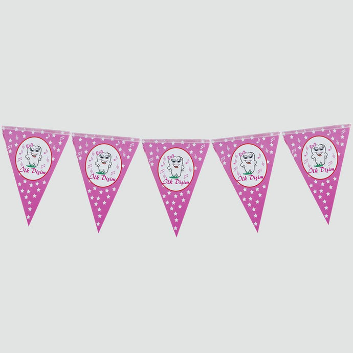 My First Tooth Design Triangle Pennant- 10 Pieces