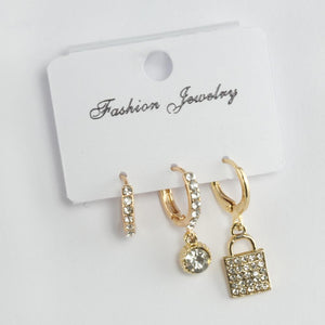 Women's Gemmed Butterfly Figure Shakira Earrings- 3 Pieces