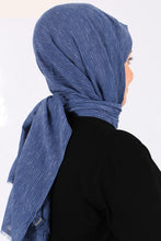 Load image into Gallery viewer, Women&#39;s Blue Grizzled Cotton Shawl