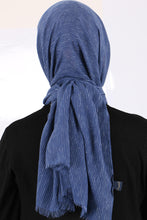 Load image into Gallery viewer, Women&#39;s Blue Grizzled Cotton Shawl