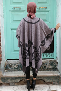 Women's Fringe Patterned Poncho