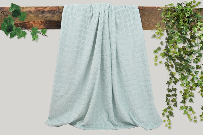 Heart Pattern Mint Green Blanket- 135x200 cm