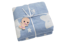 Load image into Gallery viewer, Baby&#39;s Star Pattern Light Blue Cotton Blanket